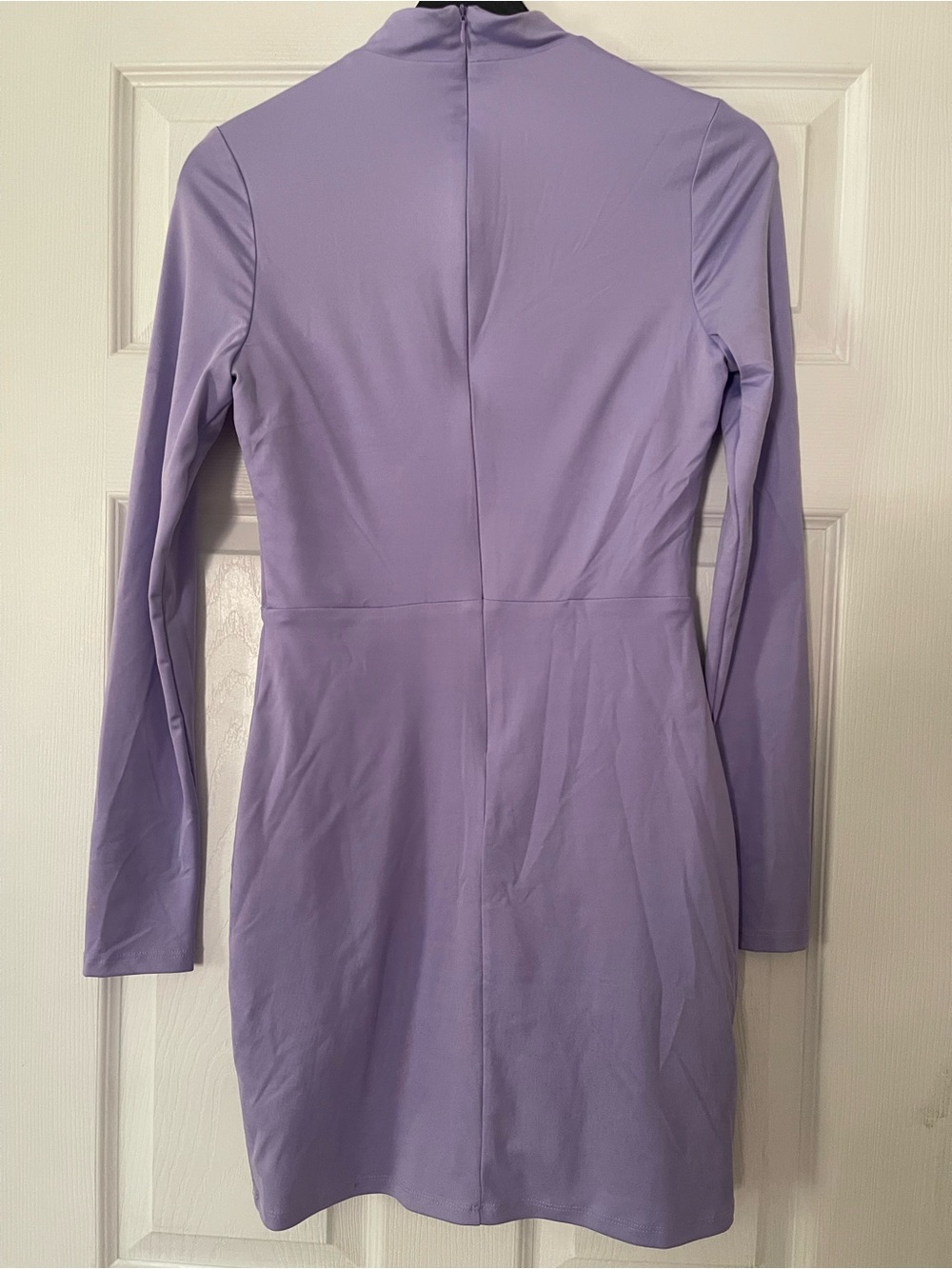 Women’s Long Sleeve Mock Neck Mini Dress in Lavender bodycon corset medium - Picture 3 of 4